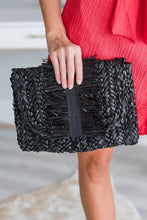 Load image into Gallery viewer, Mud Pie: Grosgrain Fringe Clutch, Black