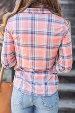 Load image into Gallery viewer, Save The Day Coral Plaid Button Down Top
