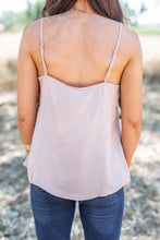 Load image into Gallery viewer, Beauty And Brains Blush Pink Lace Trim Tank
