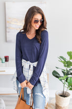 Load image into Gallery viewer, Don't Wait Navy Blue V-neck Top
