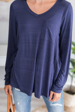 Load image into Gallery viewer, Don't Wait Navy Blue V-neck Top
