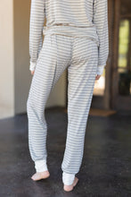 Load image into Gallery viewer, Let's Cuddle Charcoal Gray Striped Pajama Set
