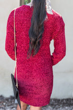 Load image into Gallery viewer, Soft Heart Wine Red Chenille Sweater Dress
