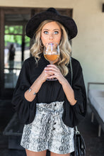 Load image into Gallery viewer, Thanks To You Black Bubble Sleeve Blouse
