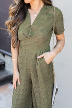 Load image into Gallery viewer, Tell The News Olive Green Cropped Jumpsuit
