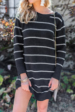 Load image into Gallery viewer, Answer The Call Black Striped Sweater Dress
