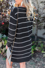Load image into Gallery viewer, Answer The Call Black Striped Sweater Dress

