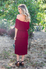 Load image into Gallery viewer, Got The Best Of Me Burgundy Red Off The Shoulder Midi Dress
