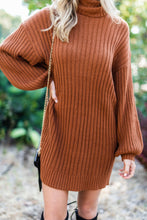 Load image into Gallery viewer, Fall Into You Cognac Brown Sweater Dress
