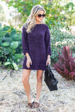 Load image into Gallery viewer, Soft Heart Plum Purple Chenille Sweater Dress

