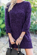 Load image into Gallery viewer, Soft Heart Plum Purple Chenille Sweater Dress
