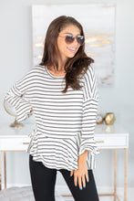 Load image into Gallery viewer, Steady As She Goes White-Black Striped Top
