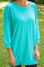 Load image into Gallery viewer, Slouchy Dolman Aqua Blue Tunic
