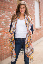 Load image into Gallery viewer, Autumn Air Tan Plaid Blanket Scarf
