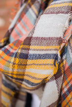 Load image into Gallery viewer, Autumn Air Tan Plaid Blanket Scarf

