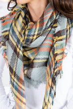 Load image into Gallery viewer, Autumn Air Tan Plaid Blanket Scarf
