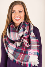 Load image into Gallery viewer, Autumn Air Pink Plaid Blanket Scarf
