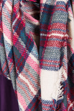 Load image into Gallery viewer, Autumn Air Pink Plaid Blanket Scarf
