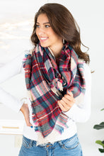 Load image into Gallery viewer, Autumn Air Pink Plaid Blanket Scarf
