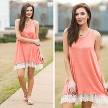 Load image into Gallery viewer, For Your Love Only Tangerine Orange Lace Trim Dress
