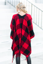 Load image into Gallery viewer, Lost In Love Red-Black Plaid Shawl
