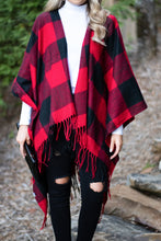 Load image into Gallery viewer, Lost In Love Red-Black Plaid Shawl
