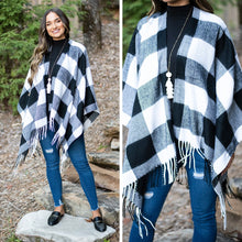 Load image into Gallery viewer, Lost In Love White-Black Plaid Shawl

