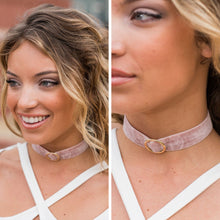 Load image into Gallery viewer, All Eyes On Me Rose Pink Velvet Choker
