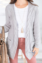 Load image into Gallery viewer, To Love Somebody Silver Gray Cable Knit Cardigan
