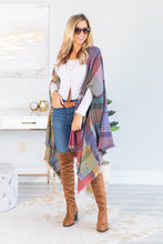 Load image into Gallery viewer, Fall Fun Plum Purple Plaid Open Poncho

