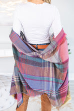 Load image into Gallery viewer, Fall Fun Plum Purple Plaid Open Poncho
