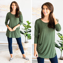 Load image into Gallery viewer, Medley In Love Olive Green Pocket Tunic
