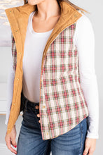Load image into Gallery viewer, Happy Hikes Tan And Plaid Reversible Vest
