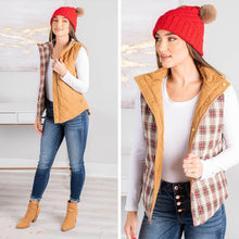 Load image into Gallery viewer, Happy Hikes Tan And Plaid Reversible Vest
