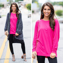 Load image into Gallery viewer, Slouchy Dolman Fuchsia Pink Long Sleeve Tunic
