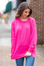 Load image into Gallery viewer, Slouchy Dolman Fuchsia Pink Long Sleeve Tunic
