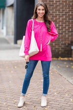 Load image into Gallery viewer, Slouchy Dolman Fuchsia Pink Long Sleeve Tunic

