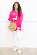 Load image into Gallery viewer, Slouchy Dolman Fuchsia Pink Long Sleeve Tunic
