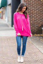 Load image into Gallery viewer, Slouchy Dolman Fuchsia Pink Long Sleeve Tunic
