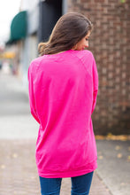 Load image into Gallery viewer, Slouchy Dolman Fuchsia Pink Long Sleeve Tunic
