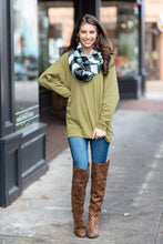 Load image into Gallery viewer, Slouchy Dolman Olive Green Long Sleeve Tunic
