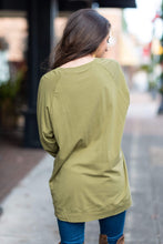 Load image into Gallery viewer, Slouchy Dolman Olive Green Long Sleeve Tunic
