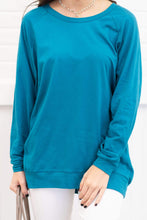Load image into Gallery viewer, Slouchy Dolman Teal Blue Long Sleeve Tunic
