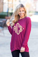 Load image into Gallery viewer, Slouchy Dolman Wine Red Long Sleeve Tunic
