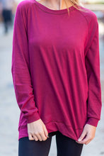 Load image into Gallery viewer, Slouchy Dolman Wine Red Long Sleeve Tunic
