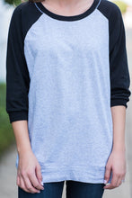 Load image into Gallery viewer, Slouchy Dolman Black/Heather Gray Raglan Tunic
