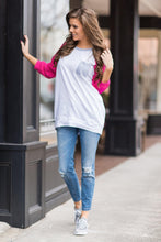 Load image into Gallery viewer, Slouchy Dolman Fuchsia Pink Raglan Tunic w/Pocket, Fuchsia
