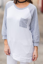 Load image into Gallery viewer, Slouchy Dolman Gray Raglan Tunic w/Pocket
