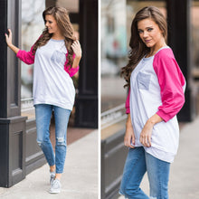 Load image into Gallery viewer, Slouchy Dolman Fuchsia Pink Raglan Tunic w/Pocket, Fuchsia
