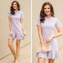 Load image into Gallery viewer, Back For More Lilac Purple Ruffle Hem Dress
